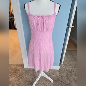 Forever 21 Short LE Lace Pink Blossom Mini Dress Large NWT